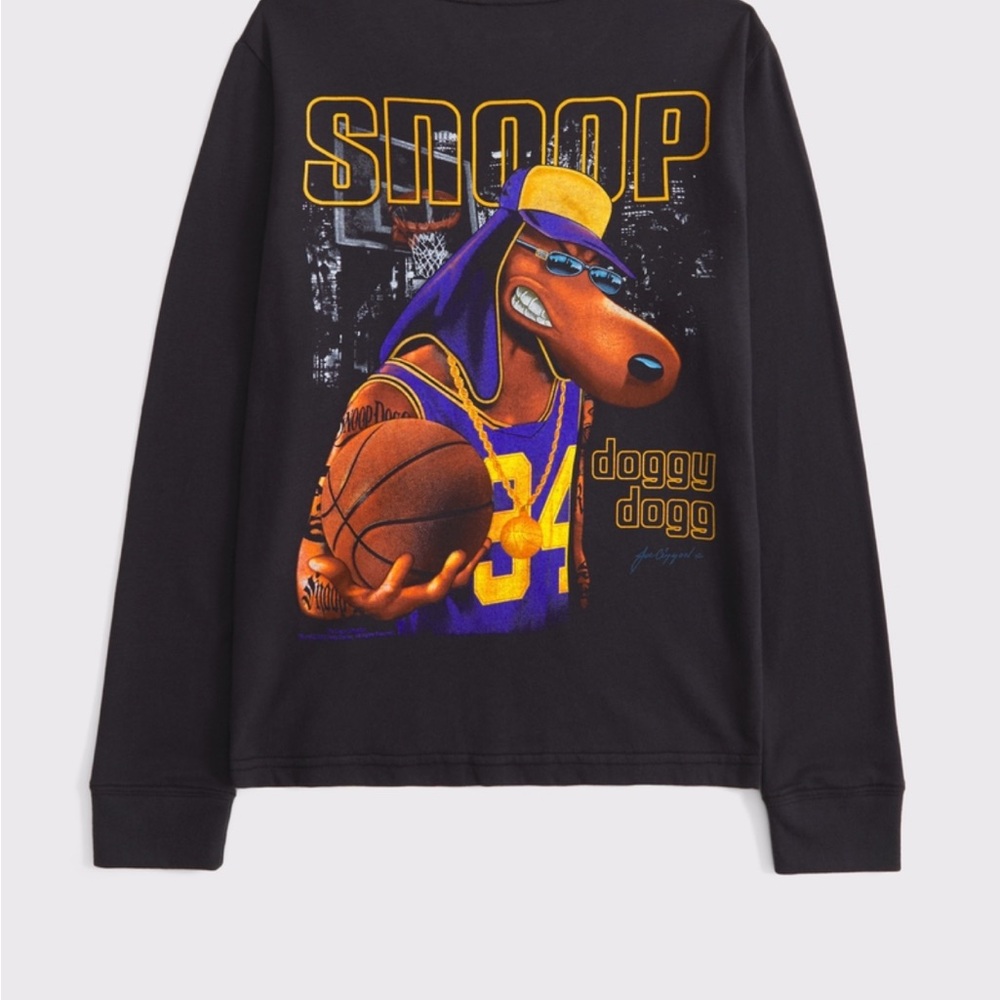 Snoop Doggy Dogg Graphic Long Sleeve Tee - Black with Yellow & Purple